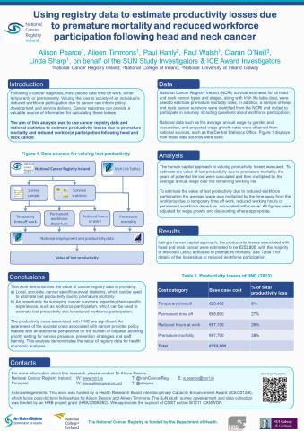 Image for Using registry data to estimate productivity losses due to premature mortality and reduced workforce participation following head and neck cancer